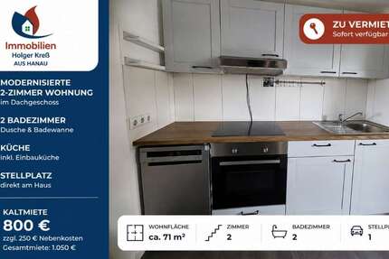 Wohnung Hanau Großauheim - 2 Zimmer, 71 m&sup2;, 800&euro; | Angebot:26819705