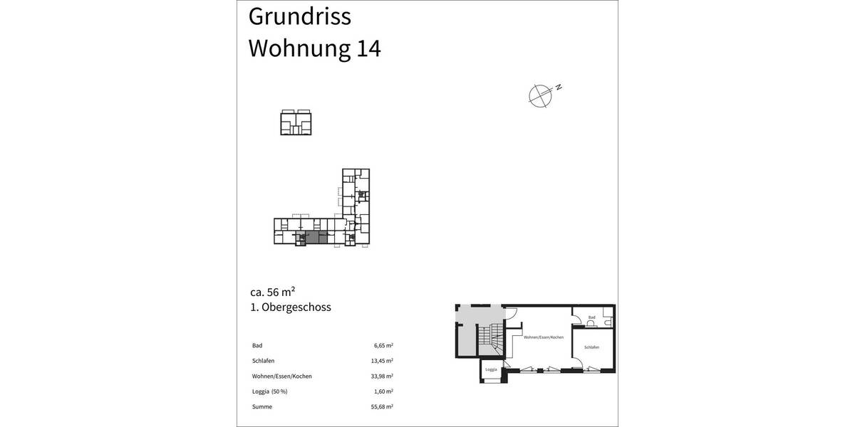 Etagenwohnung Offenbach am Main Bieberer Berg - 2 Zimmer, 53 m&sup2;, 264.000&euro; | Angebot:25705893