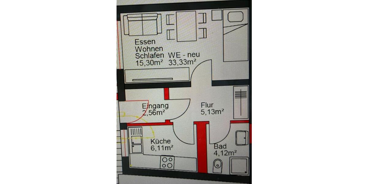Etagenwohnung Hanau Großauheim - 1 Zimmer, 33 m&sup2;, 450&euro; | Angebot:25637978