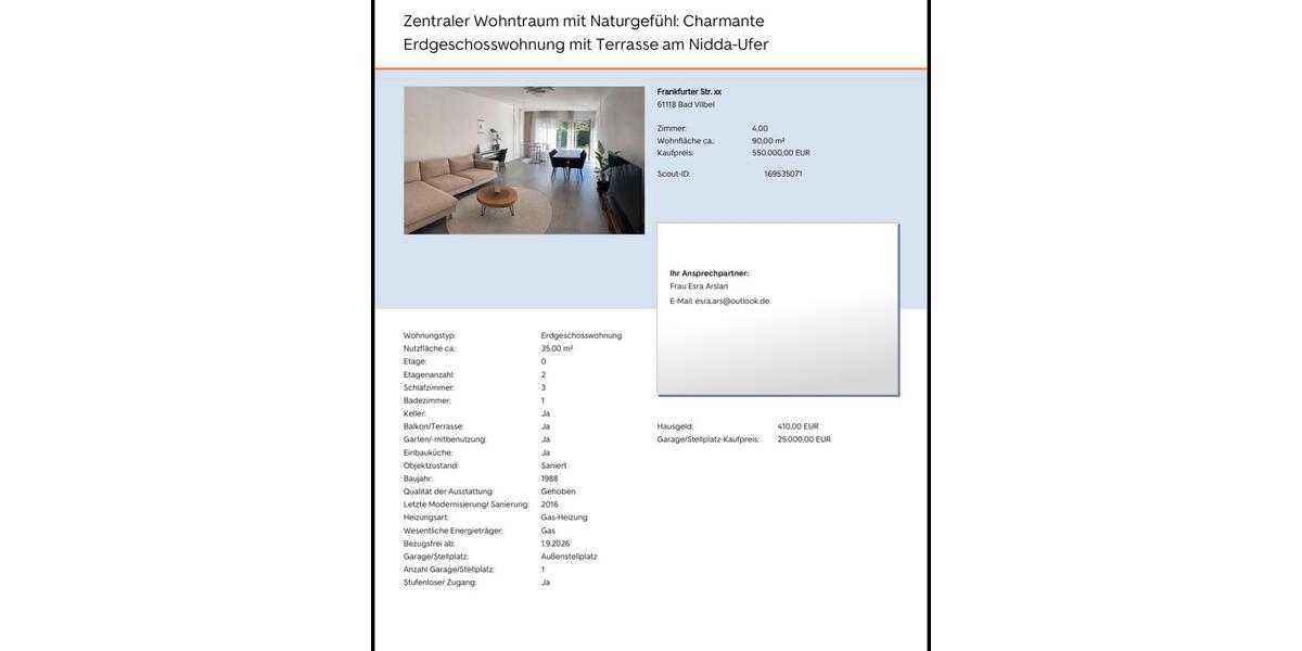 Erdgeschoßwohnung Bad Vilbel - 3 Zimmer, 90 m&sup2;, 550.000&euro; | Angebot:27243034