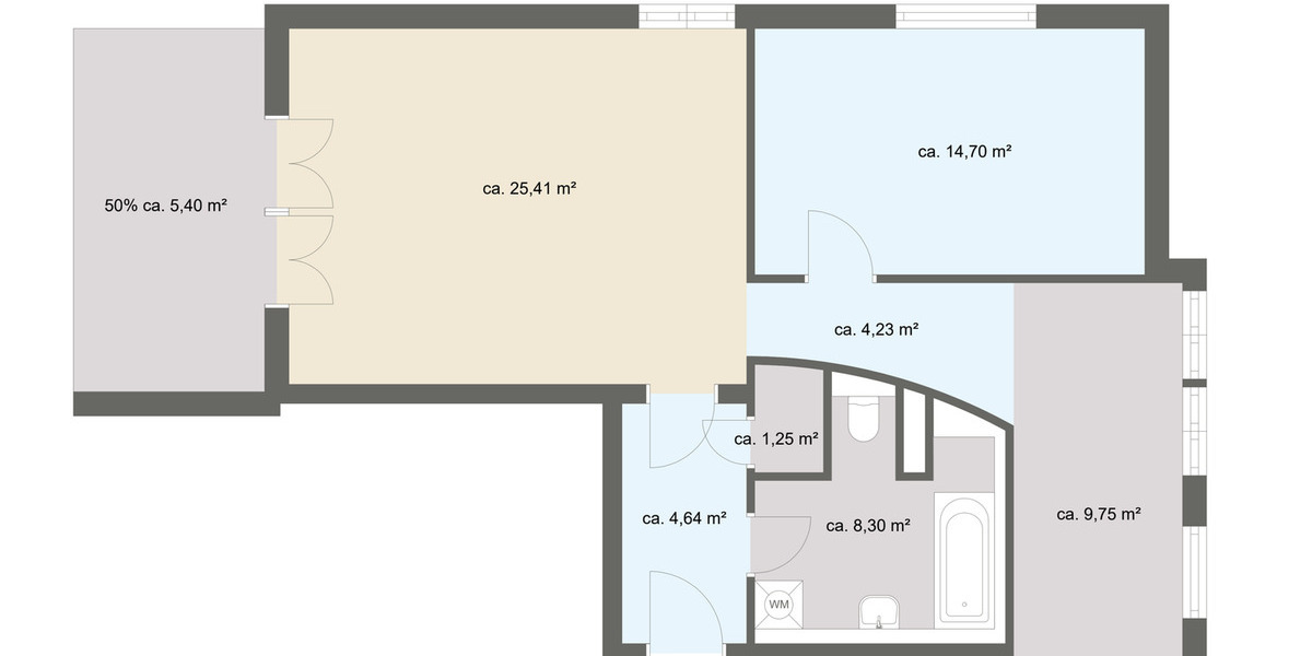 Etagenwohnung Frankfurt am Main Fechenheim - 2 Zimmer, 74 m&sup2;, 279.000&euro; | Angebot:25737485