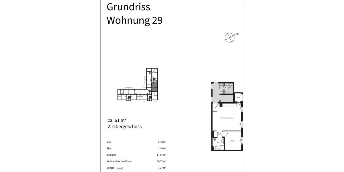 Etagenwohnung Offenbach am Main Bieberer Berg - 2 Zimmer, 60 m&sup2;, 289.000&euro; | Angebot:25705895