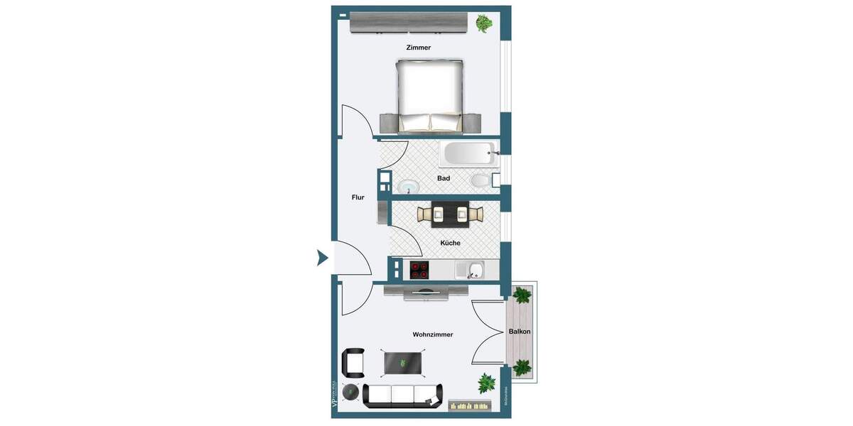 Etagenwohnung Frankfurt am Main Ostend - 2 Zimmer, 48 m&sup2;, 380.000&euro; | Angebot:25815009