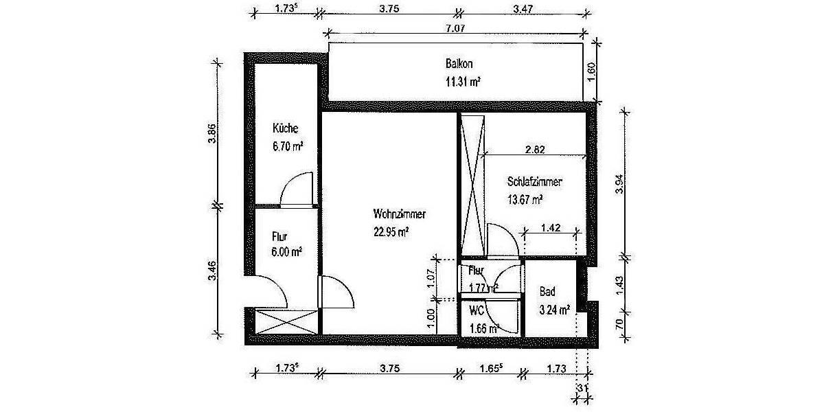 Etagenwohnung Frankfurt am Main Oberrad - 2 Zimmer, 62 m&sup2;, 264.000&euro; | Angebot:25661954