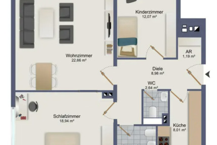 3 Zimmer Wohnung in Bad Homburg Kirodrf mit Blick auf die Skyline 3 zimmer