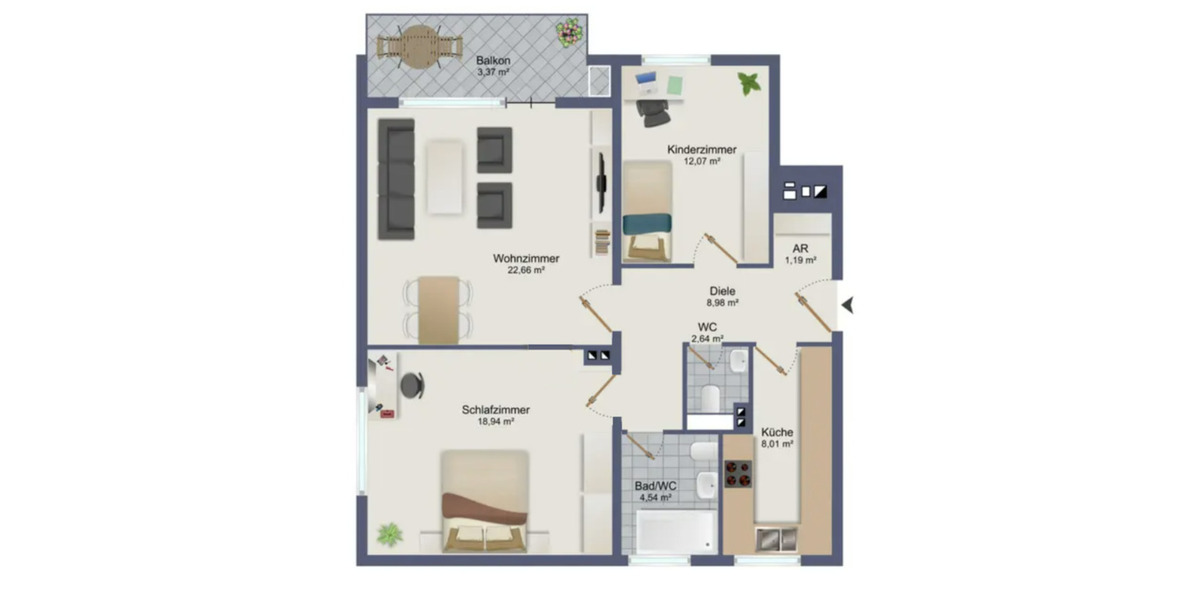 3 Zimmer Wohnung in Bad Homburg Kirodrf mit Blick auf die Skyline 3 zimmer