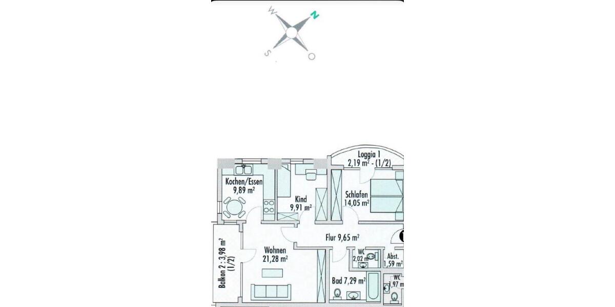 Etagenwohnung Frankfurt am Main Niederrad - 3 Zimmer, 82 m&sup2;, 1.860&euro; | Angebot:26581600