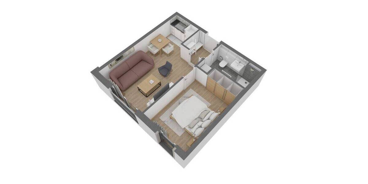 Etagenwohnung Offenbach am Main Bürgel - 2 Zimmer, 35 m&sup2;, 201.590&euro; | Angebot:26891451