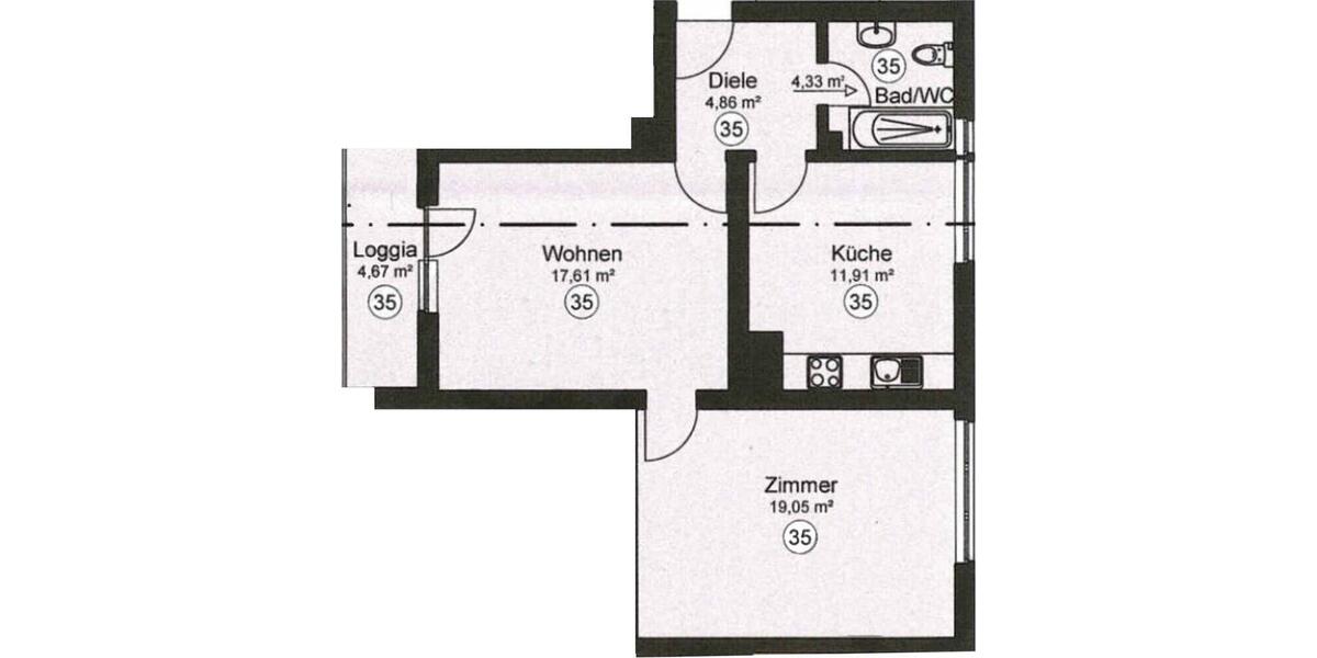 Etagenwohnung Mainhausen - 2 Zimmer, 60 m&sup2;, 680&euro; | Angebot:26412942