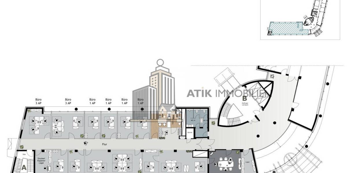 ATIK: Moderne Büroflächen mit Parkanlage, Stellplätzen und optimaler Verkehrsanbindung - Gewerbeobjekt Frankfurt am Main Niederrad | Angebot:26267348