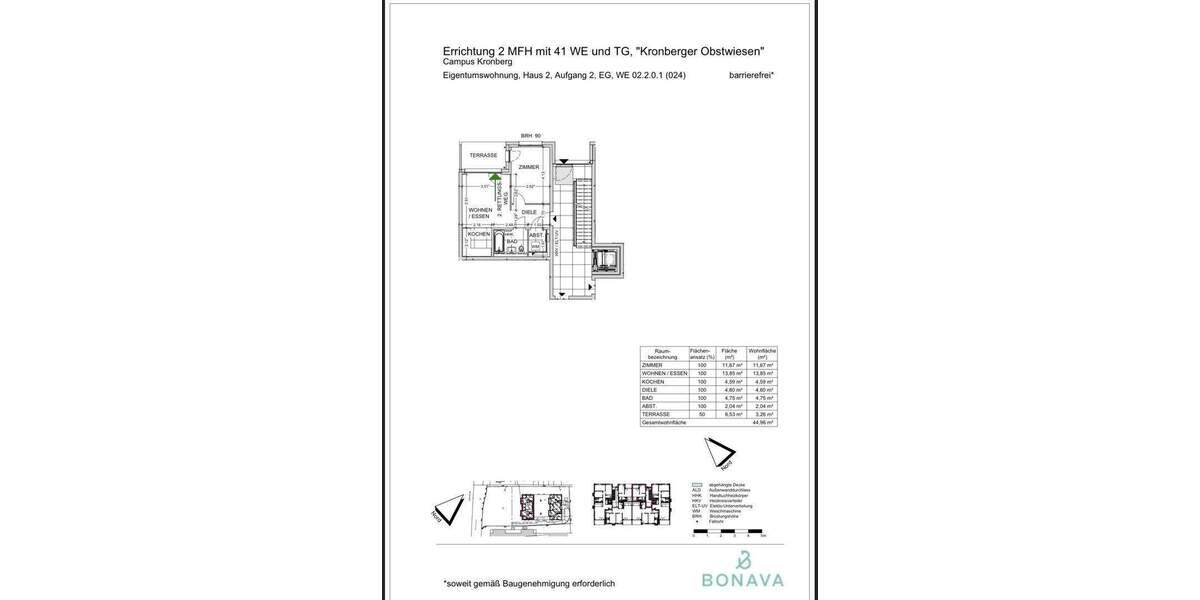 Terrassenwohnung Kronberg - 2 Zimmer, 45 m&sup2;, 349.900&euro; | Angebot:25784570