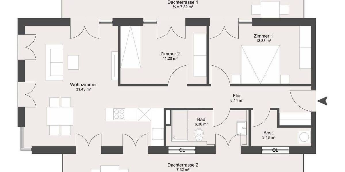 Etagenwohnung Frankfurt Sachsenhausen - 3 Zimmer, 88 m&sup2;, 815.000&euro; | Angebot:26858841