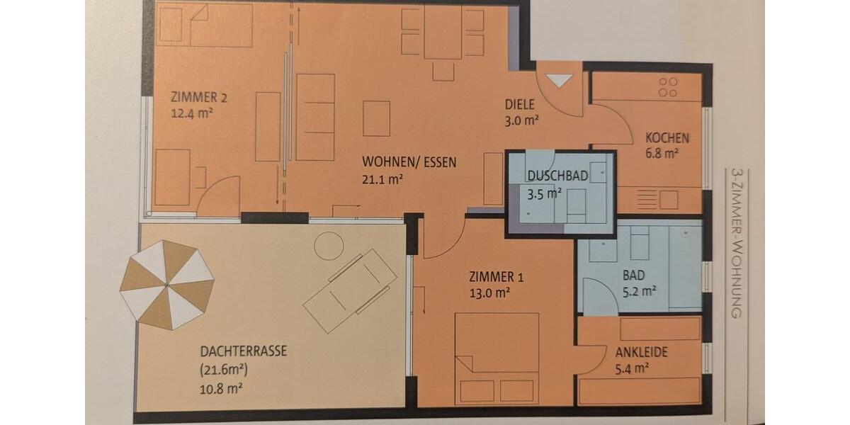 Coloneo: Hochwertige 2,5-Zi-Penthouse-Wohnung mit Dachterrasse 2.5 zimmer
