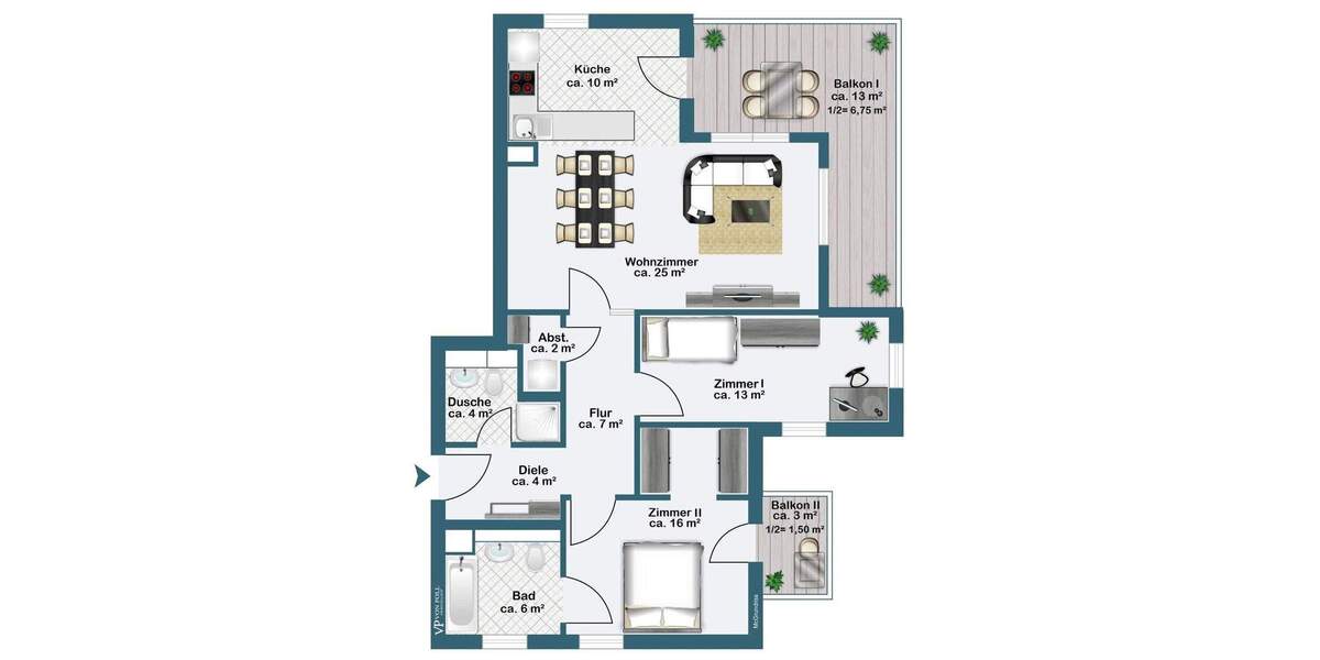 Moderne, lichtdurchflutete Drei-Zimmer-Wohnung mit Tiefgaragenstellplatz 3 zimmer