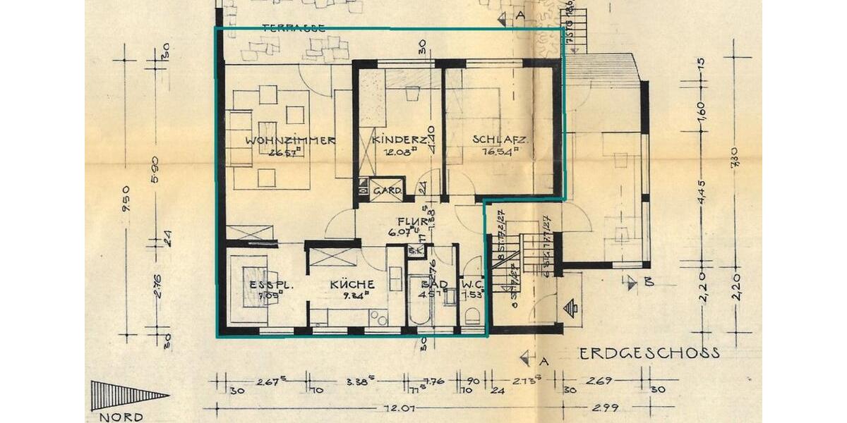 90m2, helle, ruhige 4ZKB EG Wohnung, Diele, Terrasse, DA-West 4 zimmer