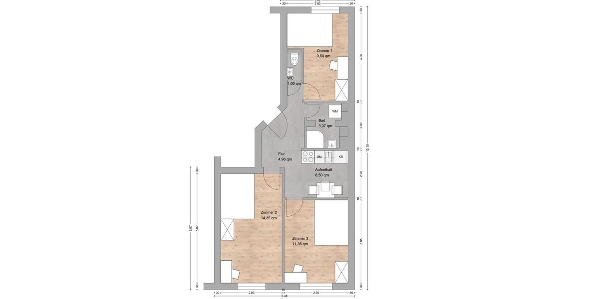 Etagenwohnung Frankfurt am Main Sachsenhausen Süd - 1 Zimmer, 50 m&sup2;, 655&euro; | Angebot:26425338