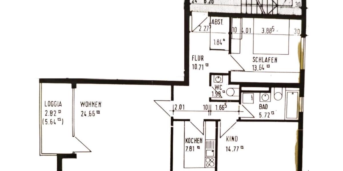 Etagenwohnung Offenbach am Main Hafen - 3 Zimmer, 83 m&sup2;, 1.250&euro; | Angebot:25382272