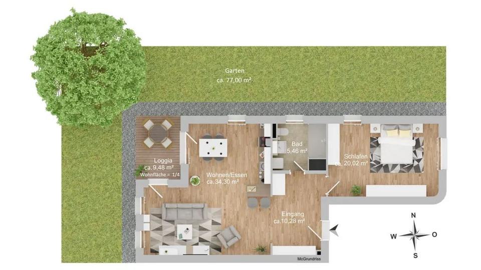 Etagenwohnung Frankfurt am Main Ginnheim - 2 Zimmer, 72 m&sup2;, 1.470&euro; | Angebot:23330565