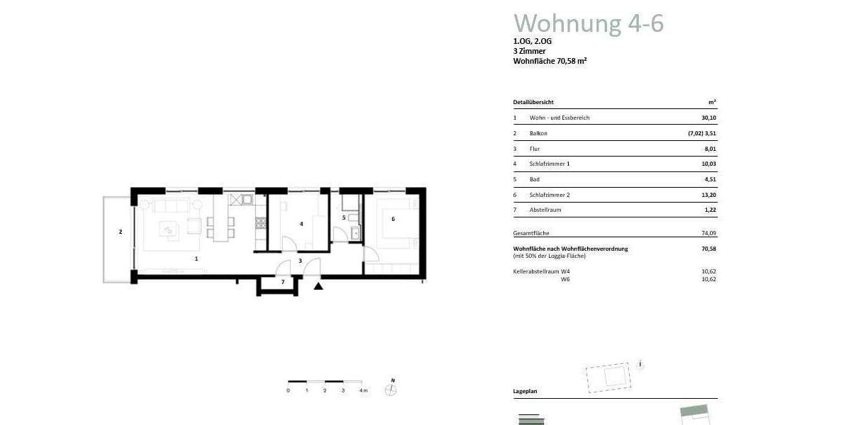 Etagenwohnung Bad Vilbel - 3 Zimmer, 70 m&sup2;, 449.000&euro; | Angebot:25696455