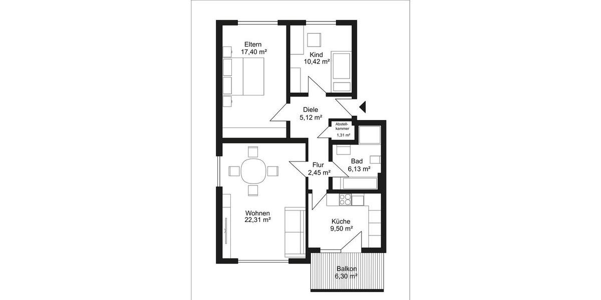 Etagenwohnung Hainburg - 3 Zimmer, 78 m&sup2;, 238.000&euro; | Angebot:26600970
