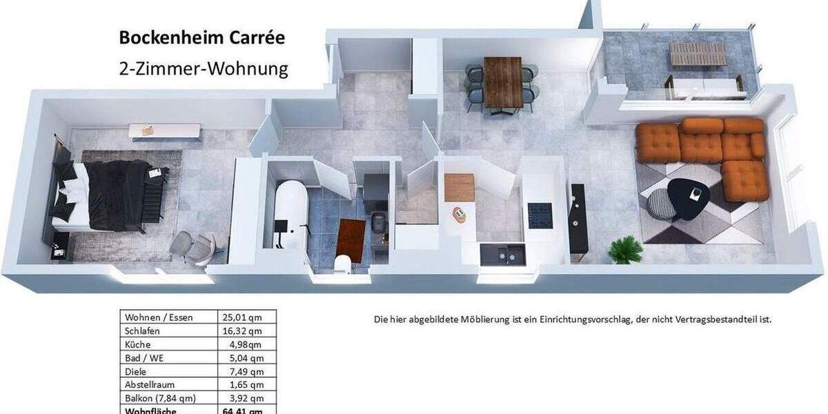 Etagenwohnung Frankfurt am Main Bockenheim - 2 Zimmer, 64 m&sup2;, 429.000&euro; | Angebot:25799285