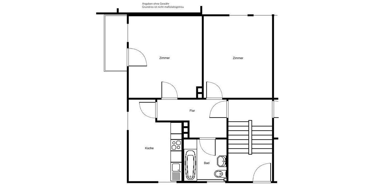 Etagenwohnung Frankfurt am Main Mitte-West - 2 Zimmer, 51 m&sup2;, 858&euro; | Angebot:25626216