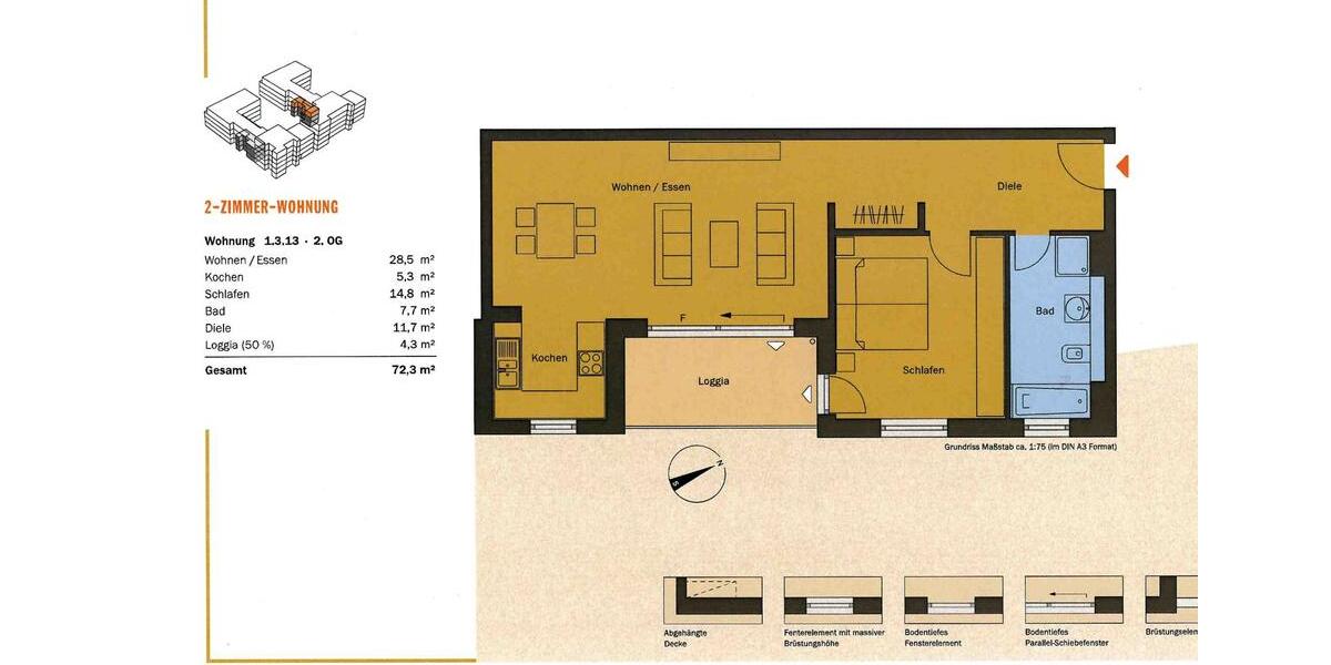 Kalbach-Riedberg: Exklusive 2-Zimmer ETW + Stellplatz 2 zimmer