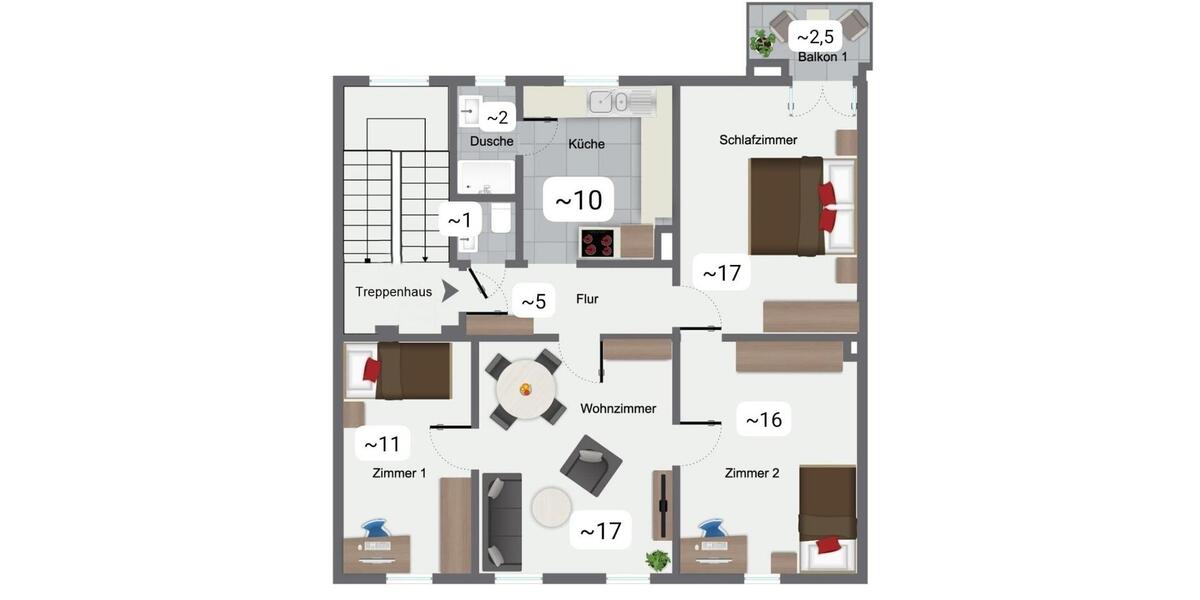 Etagenwohnung Darmstadt Darmstadt-Nord - 4 Zimmer, 82 m&sup2;, 1.500&euro; | Angebot:26246328