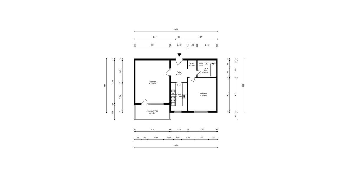 Etagenwohnung Heusenstamm - 2 Zimmer, 62 m&sup2;, 215.000&euro; | Angebot:27144242