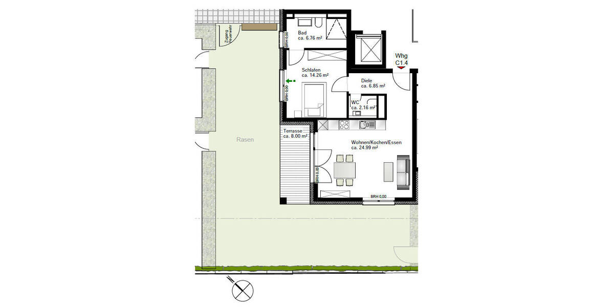 Etagenwohnung Frankfurt am Main Eschersheim - 2 Zimmer, 59 m&sup2;, 493.000&euro; | Angebot:26187655