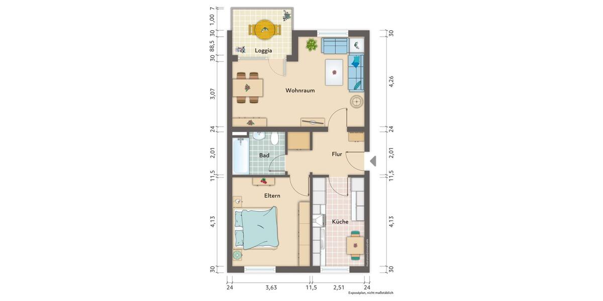 Etagenwohnung Darmstadt Darmstadt-Nord - 2 Zimmer, 62 m&sup2;, 269.500&euro; | Angebot:26120496