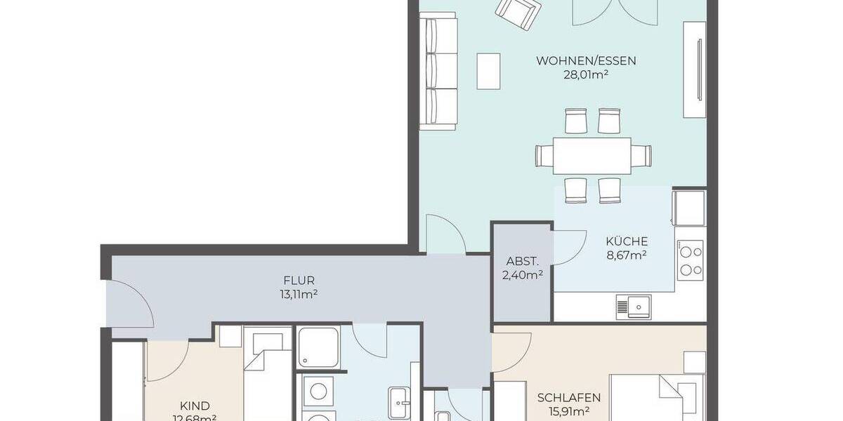 Etagenwohnung Frankfurt am Main Nied - 3 Zimmer, 97 m&sup2;, 635.000&euro; | Angebot:23959787