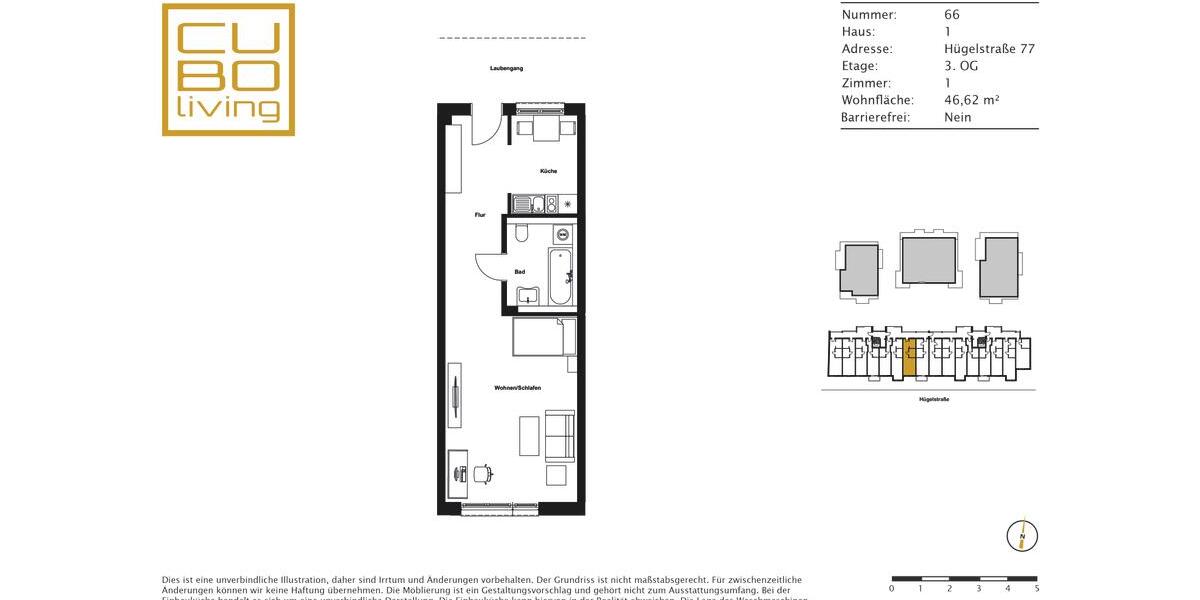 Etagenwohnung Darmstadt - 1 Zimmer, 47 m&sup2;, 815&euro; | Angebot:25755317