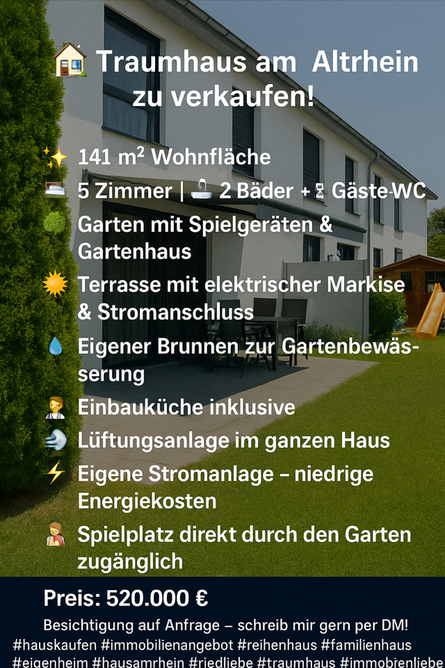 Modernes Reihenmittelhaus am Altrhein – 5 Zimmer, 141 qm