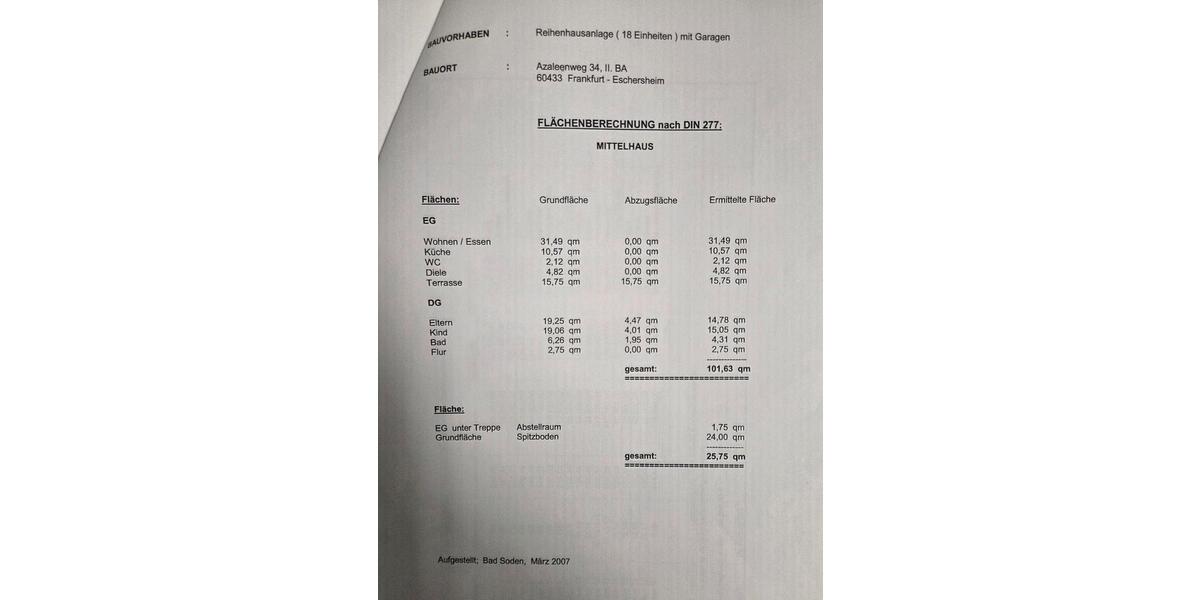 Reihenhaus Frankfurt am Main Eschersheim - 3 Zimmer, 101 m&sup2;, 499.000&euro; | Angebot:25236867