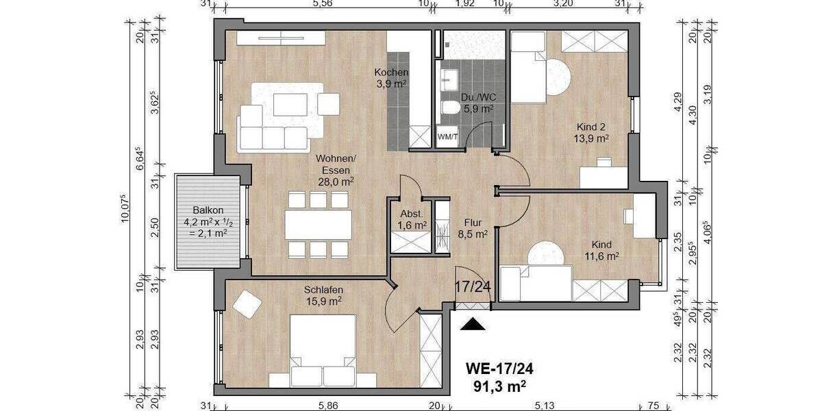 Etagenwohnung Offenbach am Main Bürgel - 4 Zimmer, 91 m&sup2;, 488.500&euro; | Angebot:26908462