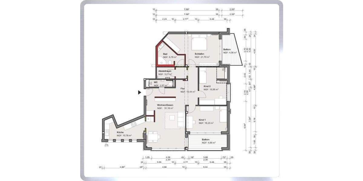 Etagenwohnung Rodgau Jügesheim - 4 Zimmer, 131 m&sup2;, 1.500&euro; | Angebot:25768997