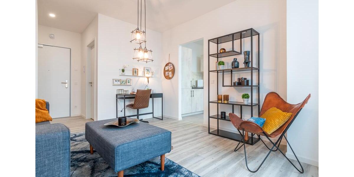 Blick auf die Frankfurter Skyline 2-Zimmerwohnung Singles oder Paare im Ruby Tower 2 zimmer