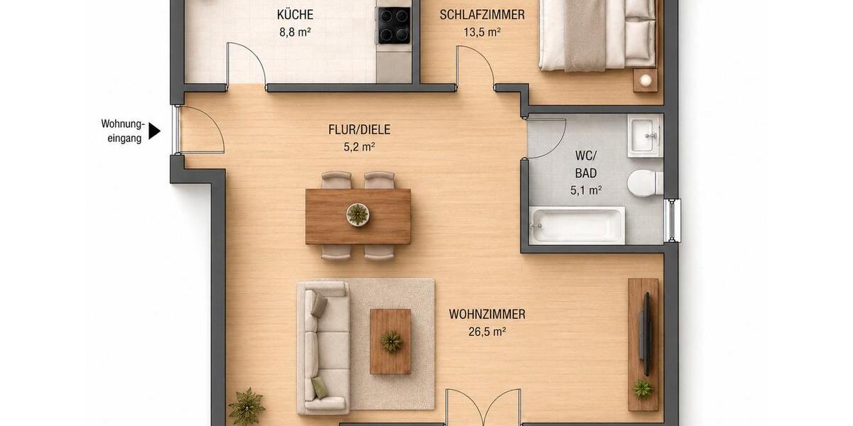 Etagenwohnung Hochheim am Main - 2 Zimmer, 62 m&sup2;, 269.000&euro; | Angebot:27157507