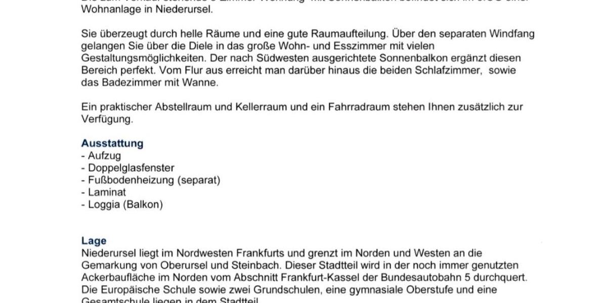 Etagenwohnung Frankfurt am Main Nord-West - 3 Zimmer, 68 m&sup2;, 273.465&euro; | Angebot:24815709