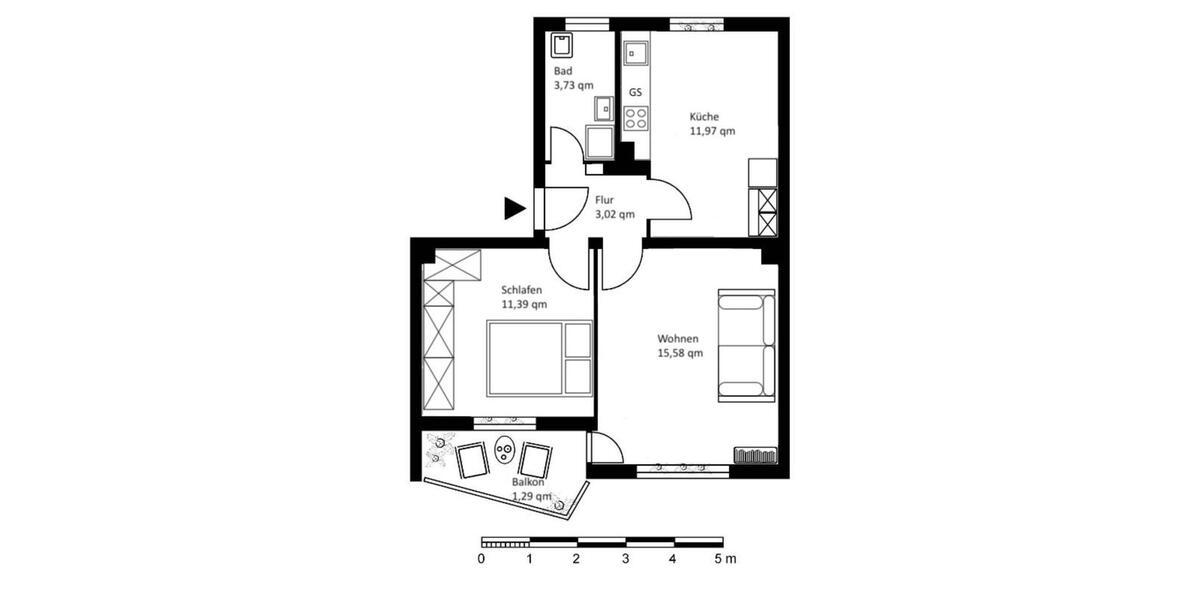 Etagenwohnung Kronberg im Taunus - 2 Zimmer, 47 m&sup2;, 637&euro; | Angebot:25718528