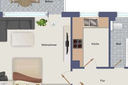 Wohnung Frankfurt Bonames - 1 Zimmer, 44 m&sup2;, 229.000&euro; | Angebot:23688962