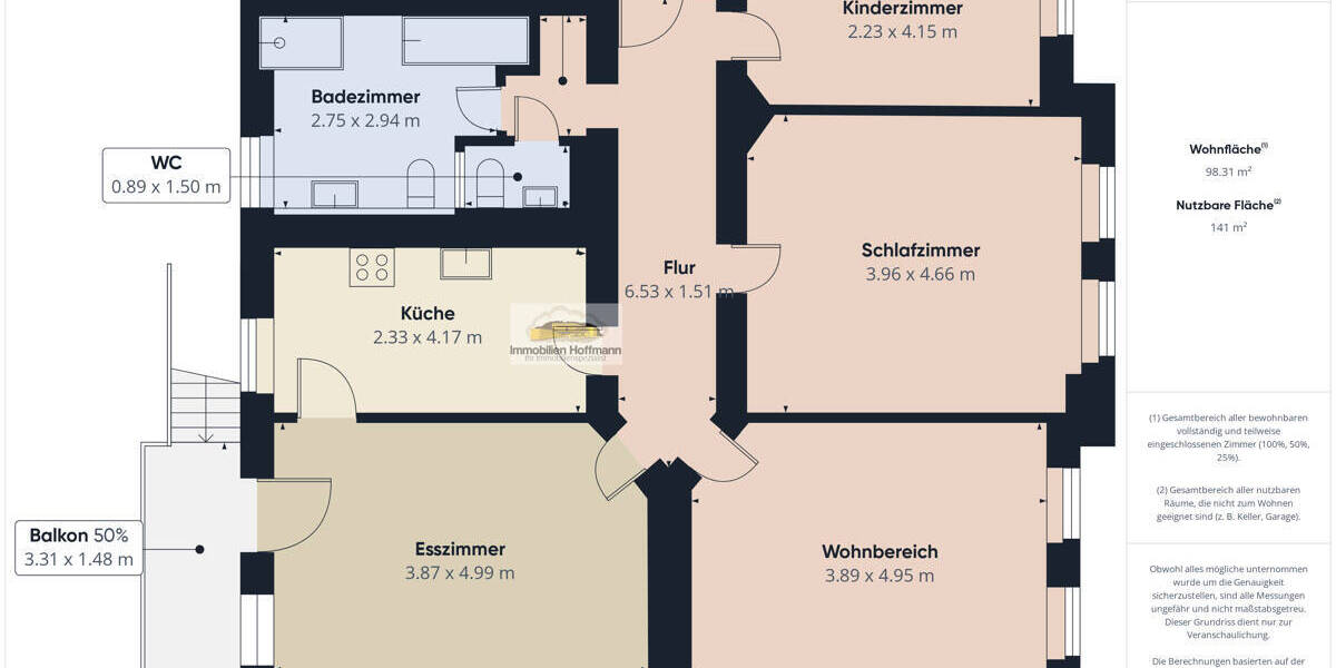 Etagenwohnung Hanau Lamboy - 4 Zimmer, 98 m&sup2;, 439.500&euro; | Angebot:25779707