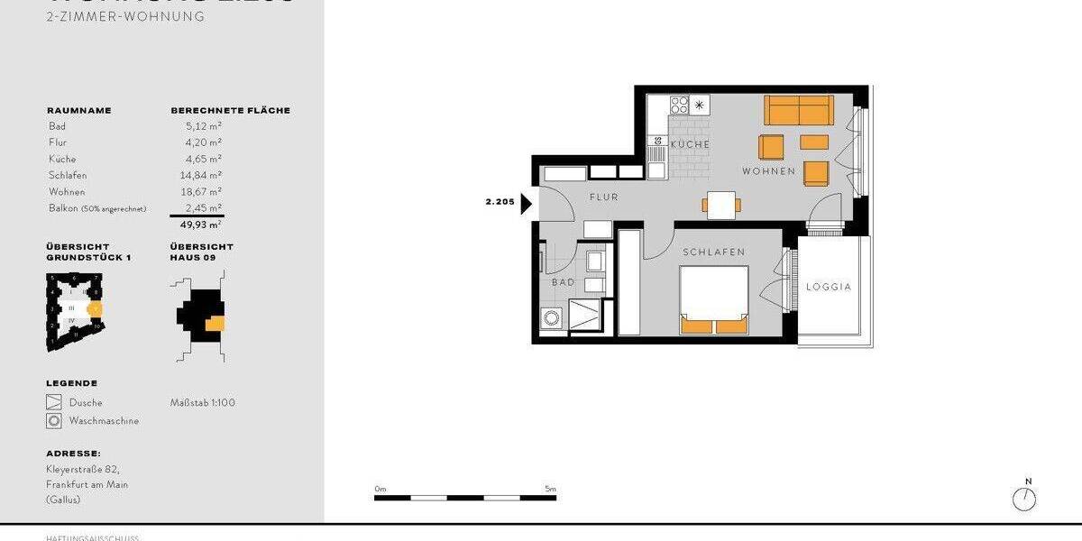 Etagenwohnung Frankfurt am Main Gallus - 2 Zimmer, 49 m&sup2;, 1.250&euro; | Angebot:26893209