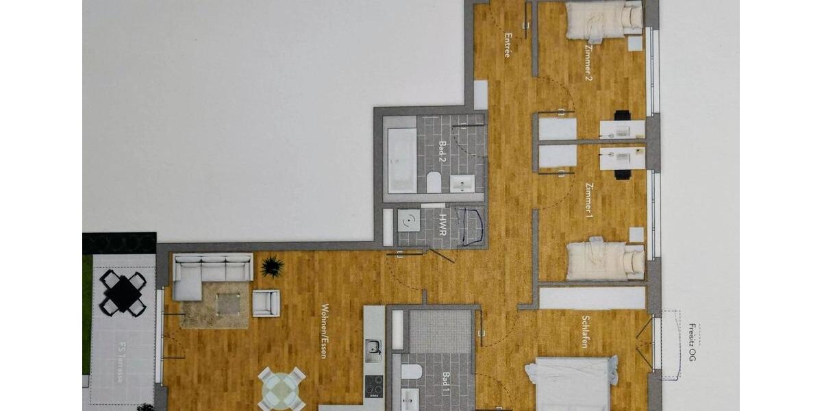 Etagenwohnung Offenbach am Main Hafen - 4 Zimmer, 109 m&sup2;, 1.850&euro; | Angebot:25376328