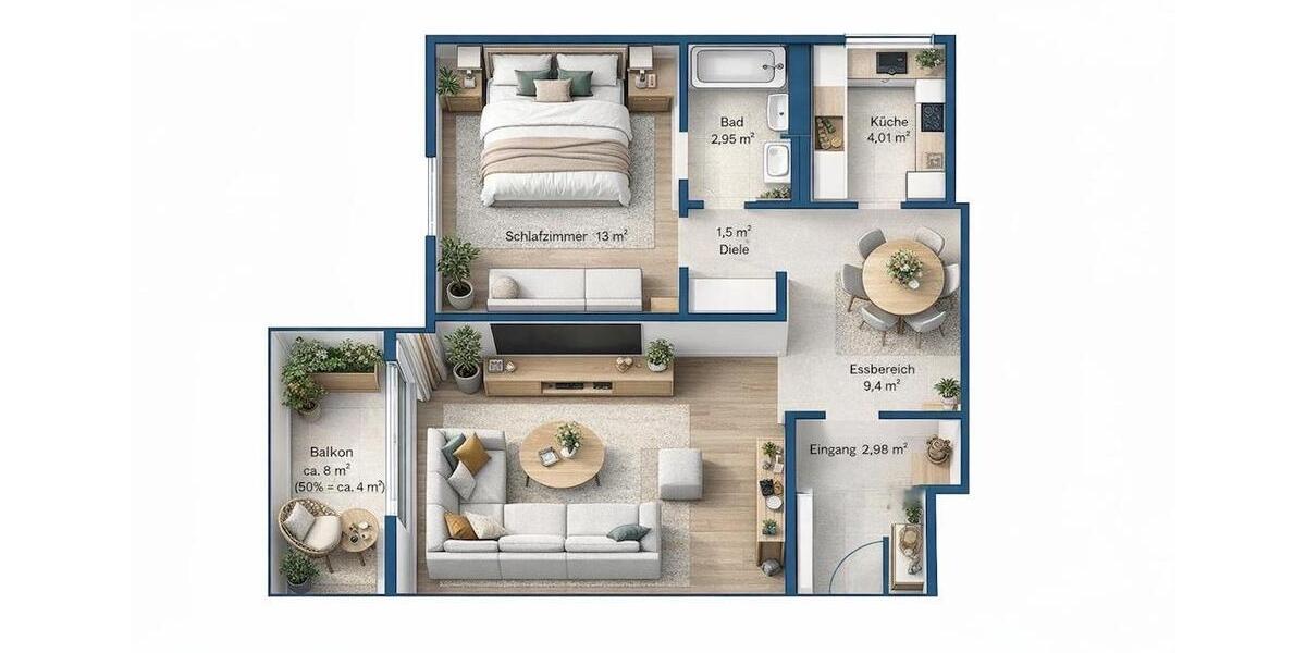 Etagenwohnung Frankfurt am Main Sachsenhausen Süd - 2 Zimmer, 58 m&sup2;, 235.000&euro; | Angebot:26349407