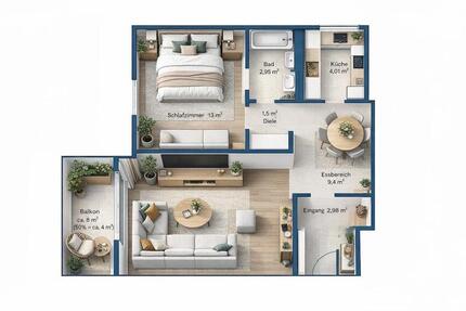 Wohnung Frankfurt am Main Sachsenhausen Süd - 2 Zimmer, 58 m&sup2;, 235.000&euro; | Angebot:26349407