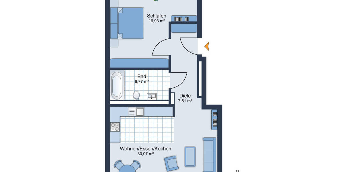 Etagenwohnung Frankfurt am Main Gallus - 2 Zimmer, 63 m&sup2;, 1.400&euro; | Angebot:26435784