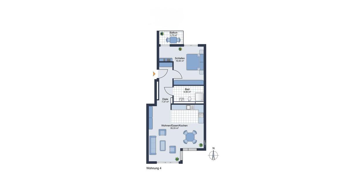 Etagenwohnung Frankfurt am Main Gutleutviertel - 2 Zimmer, 68 m&sup2;, 1.450&euro; | Angebot:26239035