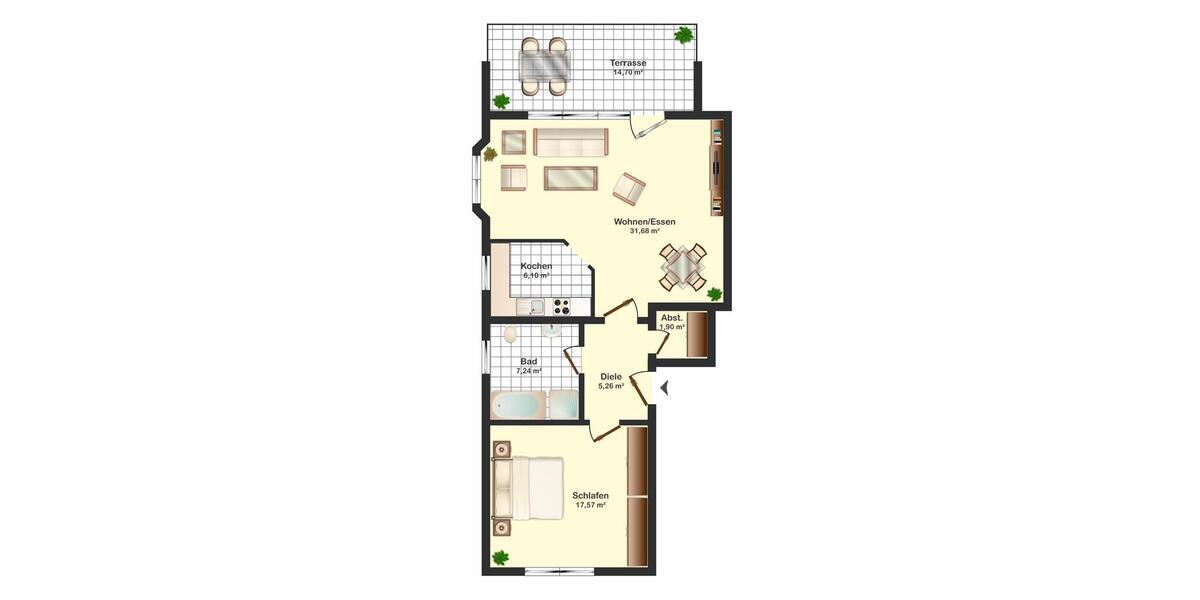 DIETZ: Voll-möblierte 2-Zimmer-Terrassenwohnung mit barrierefreier Dusche in ruhiger Lage - Münster! 2 zimmer